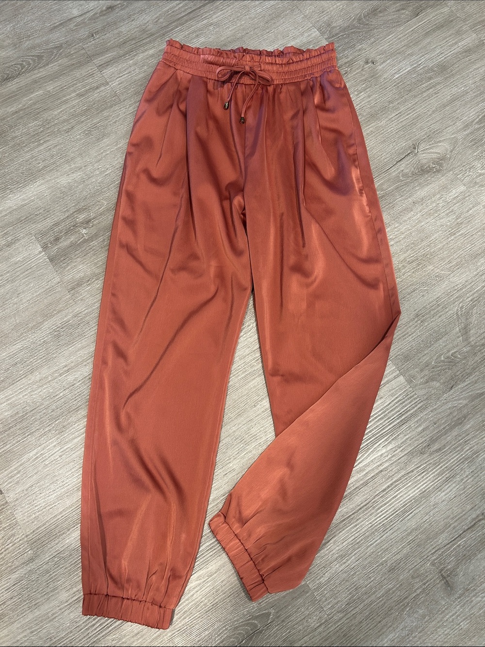 entro Rust Orange Satin Joggers